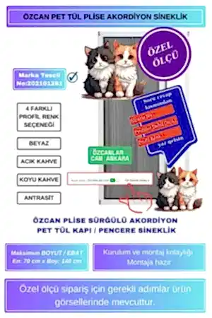 sürgülü kedi sinekliği, pet tüllü sineklik