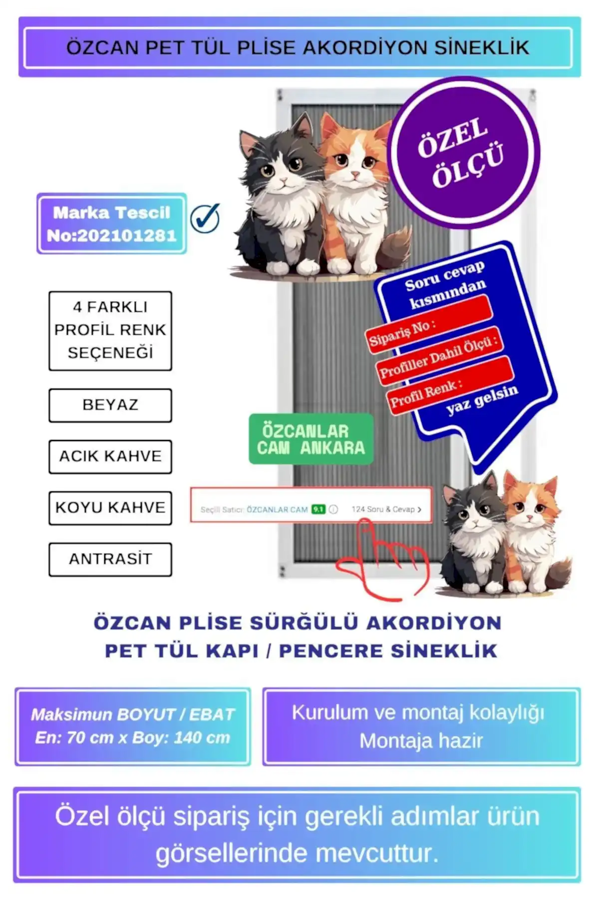 sürgülü kedi sinekliği, pet tüllü sineklik