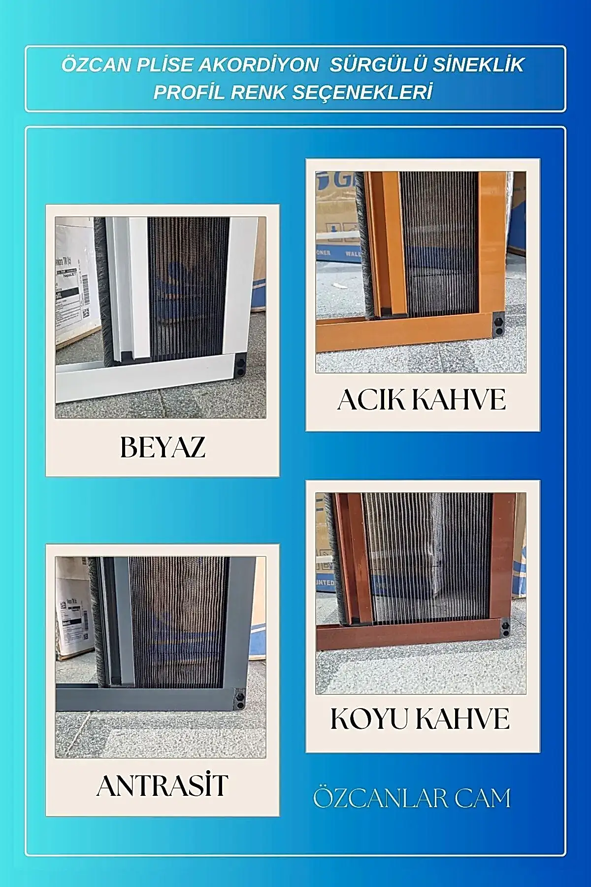 plise kedi sineklik alüminyum profil renkleri